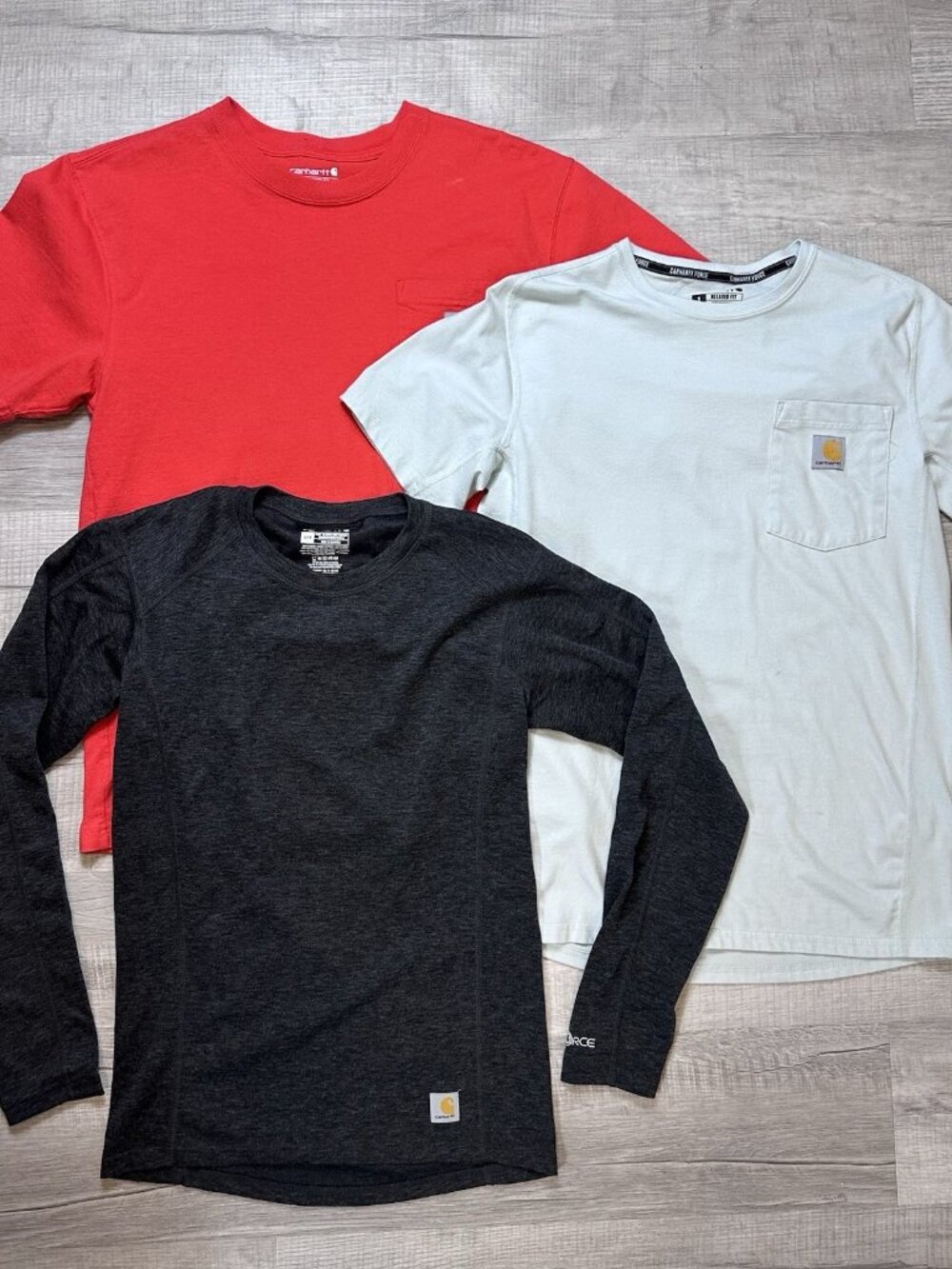 Lot of 3 Carhartt Men's Small LS & SS T-Shirts Force Relaxed & Loose Fit